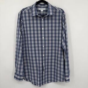 Mizzen+Main Men’s Large Trim Fit Performance Plaid Button Down Shirt Blue